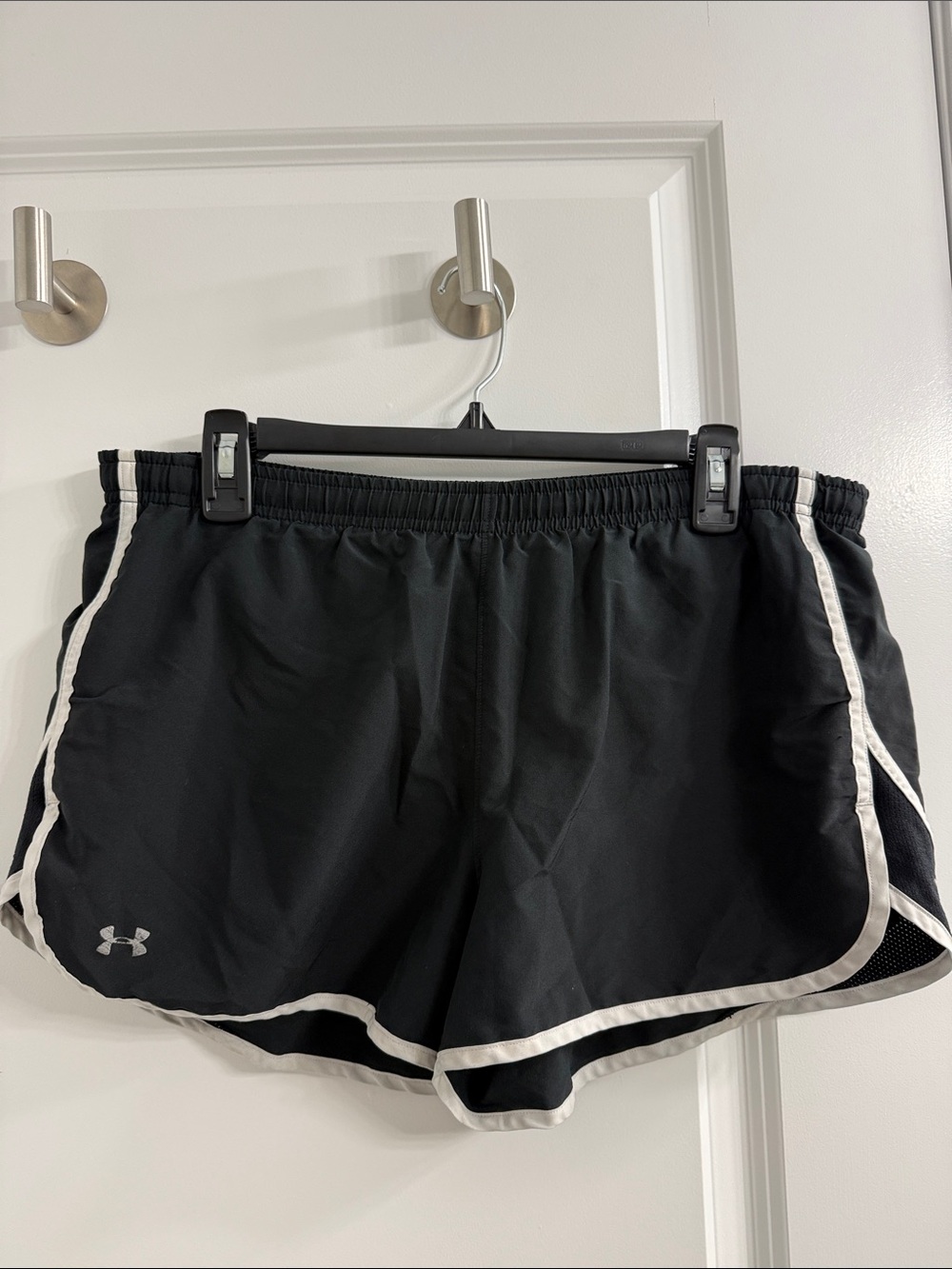 Under Armour Black Athletic Shorts with White Piping
